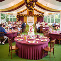 leegleri 8 Pack Burgundy 60inch Spandex Round Tablecloths, Stretchy 120inch Fitted 5FT Round Table Cloths, Wrinkle Free Table Cover with Skirt for Wedding Party Dining Banquet
