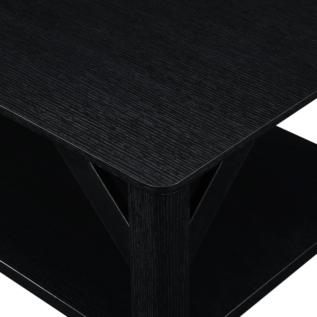 Convenience Concepts Winston Coffee Table 47.25' - Modern Center Room Accent with Storage Shelf for Transitional, Traditional Living & Family Room, Black