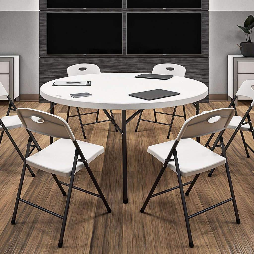 COSCO Commercial 5' (60') Round Blow Mold Table, White