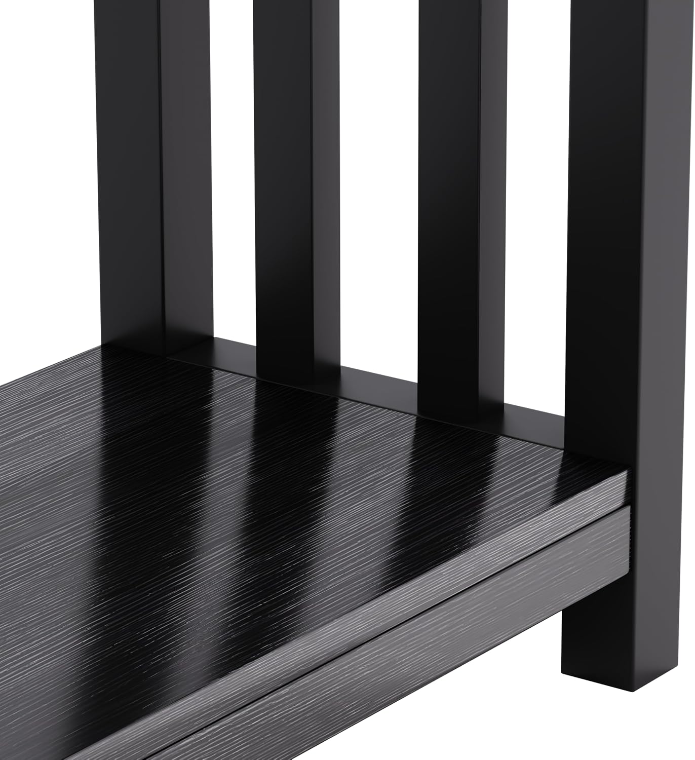 ChooChoo Mission Coffee Table, Black Wood Living Room Table with Shelf, 47 inch