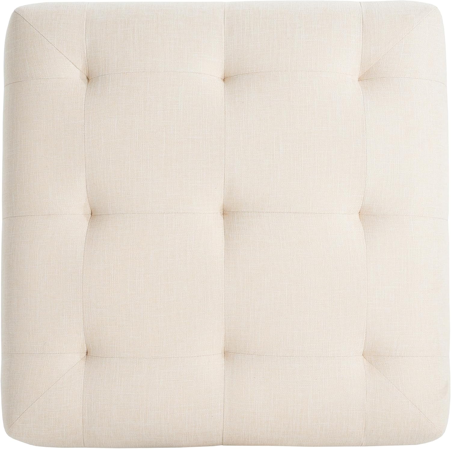Christopher Knight Home Yvone Modern Upholstered Ottoman Coffee Table, Wooden Square Ottoman Foot Rest, Multipurpose Foot Stools Ottoman, Comfy Living Room Sofa Extra Seat, Beige+Brown