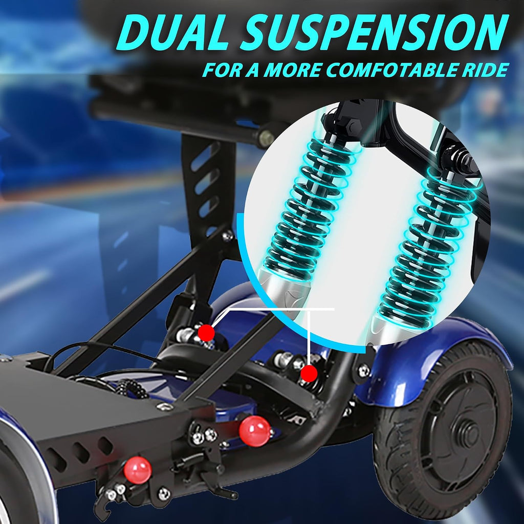 Mobility Scooters for Seniors – 4 Wheel Foldable Portable Electric Scooter, Collapsible & Motorized, 500W Dual Motor, 30-Mile Range, 11 MPH, All-Terrain Folding Mobility Scooter Lightweight for Adults