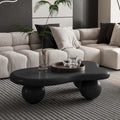 40' Black Modern Coffee Table Cloud Shape Low Center Table with 3 Ball Legs Cute Irregular Indoor Tea Table for Living Room Small Space