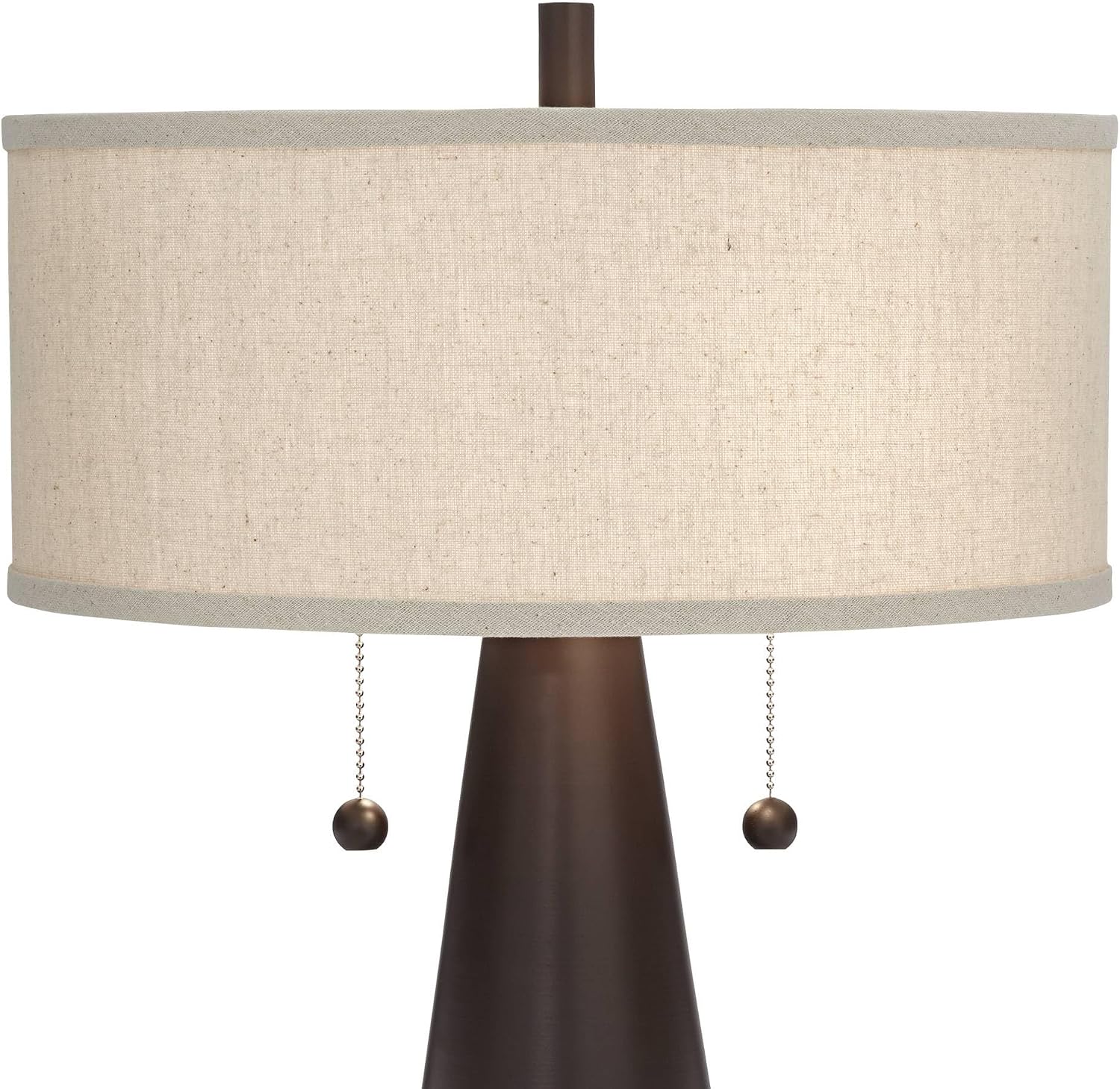 Franklin Iron Works Craig 23' Tall Rustic Farmhouse Accent Set of 2 Table Lamps with USB Ports A+C Charging Bronze Metal Natural Drum Shade for Bedroom Living Room House Desk Bedside Nightstand
