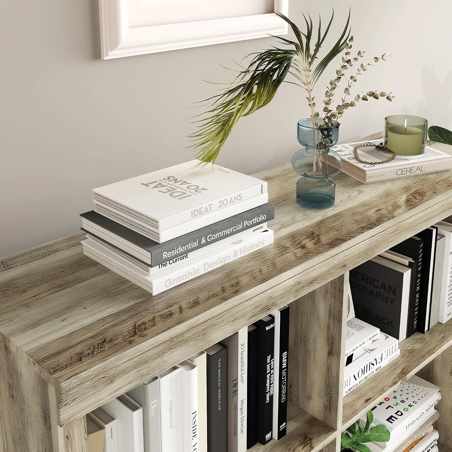 GarveeHome 6 Cube Storage Organizer, 53 Inch Tall Bookcase with Anti-Tip Design, Sturdy Wooden Bookshelf for Living Room, Bedroom, Home Office, Ivory White Cube Shelf