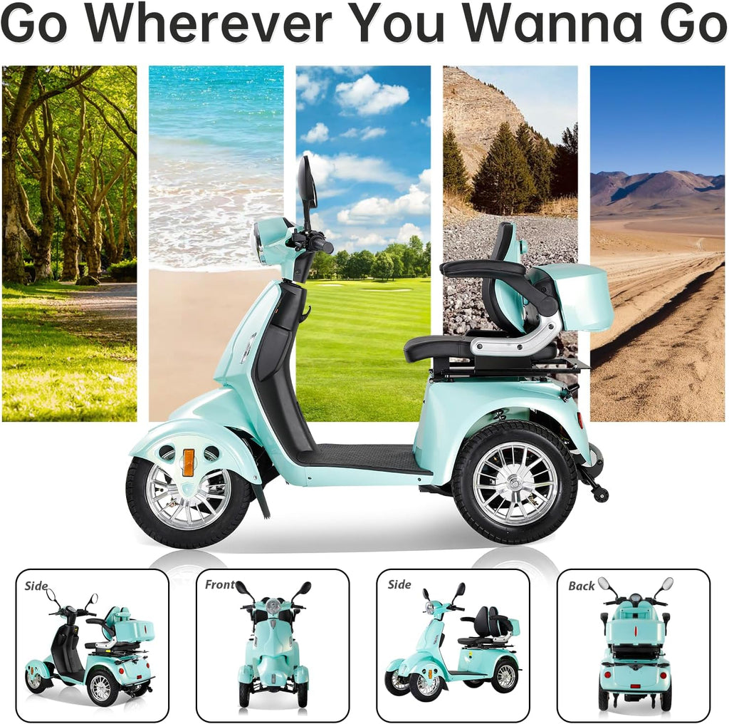 Mobility Scooters for Adults,Heavy-Duty 4 Wheel Mobility Scooters for Seniors,500 LB Capacity All Terrain Mobility Scooter Handicap Scooters for Adults,800W, Multiple Colors