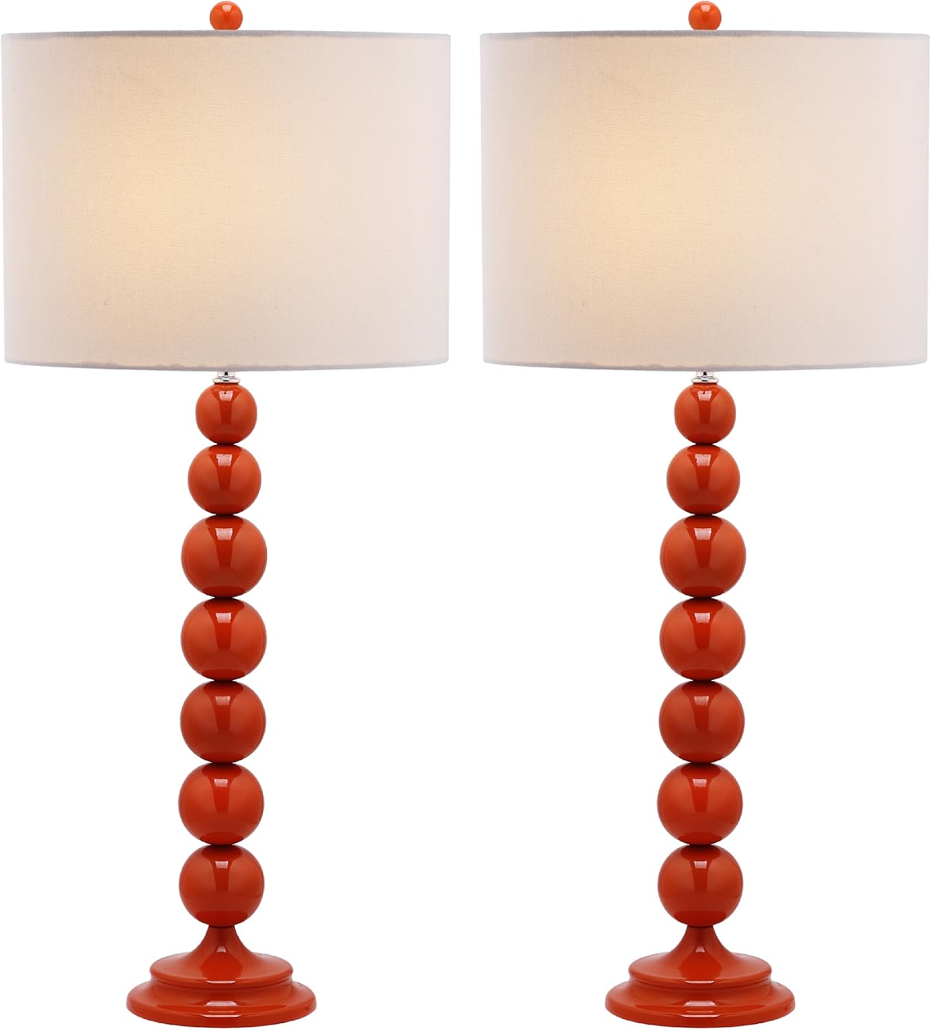 SAFAVIEH Lighting Collection Jenna Modern Contemporary Orange Stacked Ball 32-inch Bedroom Living Room Home Office Desk Nightstand Table Lamp Set of 2 (LED Bulbs Included)