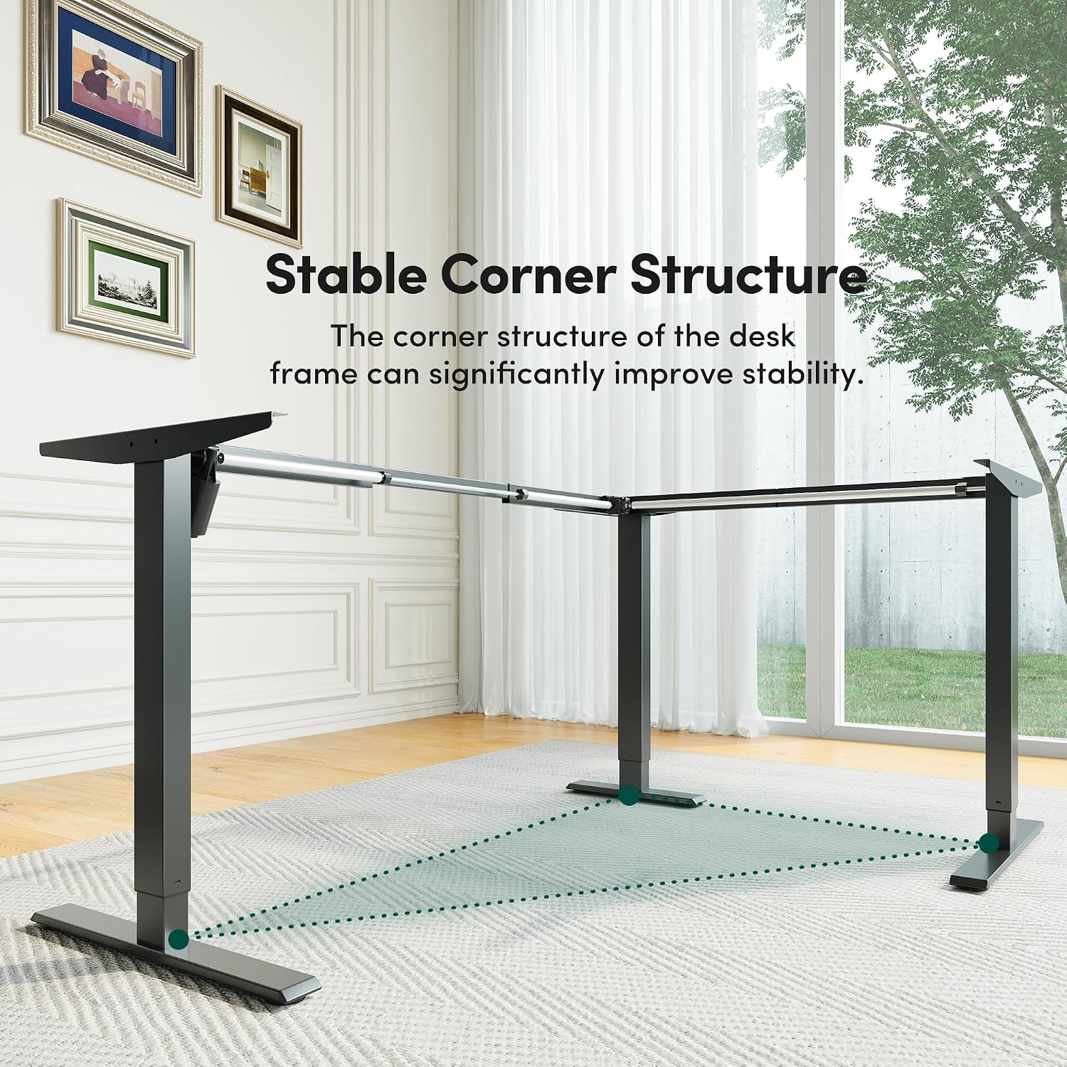 CubiCubi 63x48 Inches L Shaped Standing Desk with 3 Drawers and Monitor Shelf, Height Adjustable Corner Computer Desk with Hooks, Sit Stand Up Ergonomic Home Office Workstation Table, Black