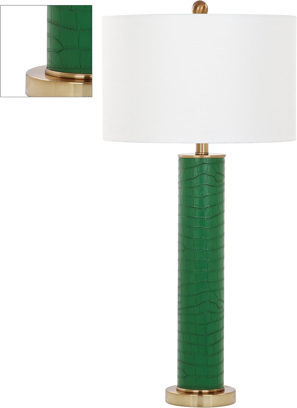 SAFAVIEH Lighting Collection – Set of 2 Ollie Modern Contemporary Dark Green Faux Alligator 32-Inch Table Lamps, LED Bulbs Included, Bedroom Living Room Home Office (LIT4404B-SET2)