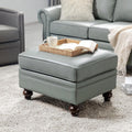 HULALA HOME Genuine Leather Ottoman Coffee Table, Ottoman Foot Rest for Living Room & Lounge, Sage