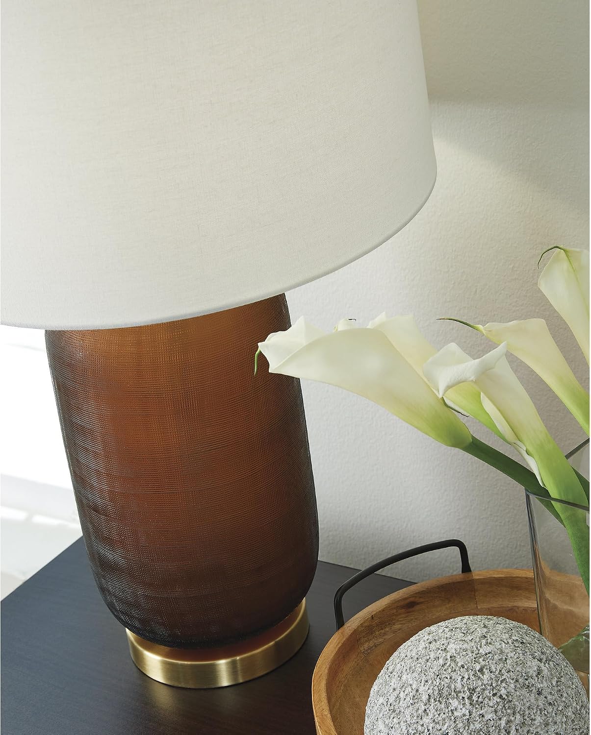 Signature Design by Ashley Farberman Transitional Metal Table Lamp with 3-Way Switch, Orange & Metallic