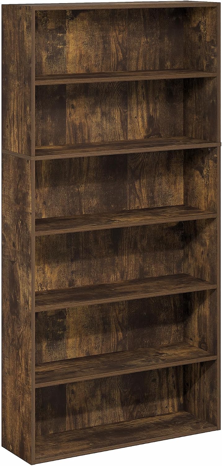Furinno PASIR Book Shelf, 6-Tier Bookshelf with Open Storage Shelf, Standing Bookcase, 9.4 x 31.5 x 63, Easy Assembly, for Home Office, Bedroom, Living Room, Amber Pine