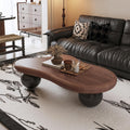 40' Cloud Coffee Table for Living Room Irregular Coffee Table Modern Low Coffee Tables Cute Small Center Table with 3 Ball Legs for Small Space Apartment Walnut & Black