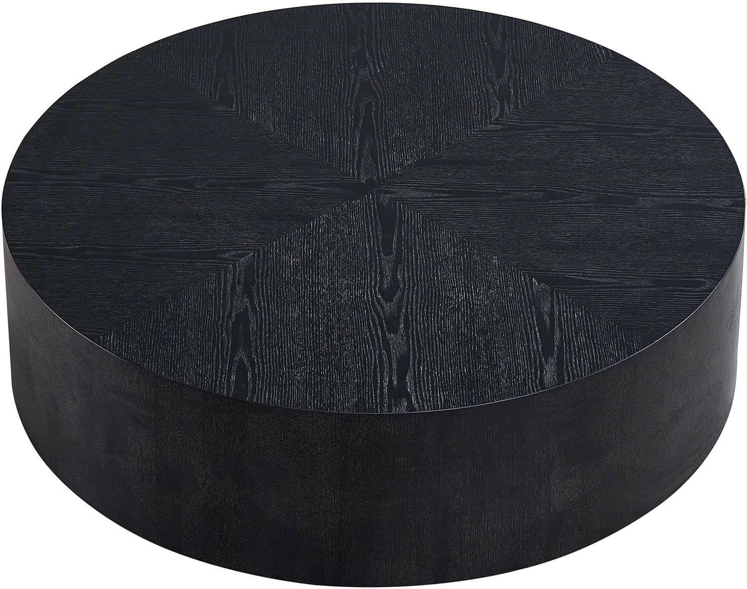 JUSTONE Round Coffee Tables for Living Room,Modern Minimalist Side Tables Accent End Table MDF Drum Center Table for Apartment,Office,Ø35.43'' x 12' H,Black