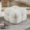ONEVOG 21' Cream White Modern Ottoman, Square Fuzzy Couch Sherpa Pouf Ottoman, Tufted Fluffy Boucle Fabric Foot Stools, Upholsered Footrest & Coffee Table for Living Room Bedroom, Cute Pouf Home Decor
