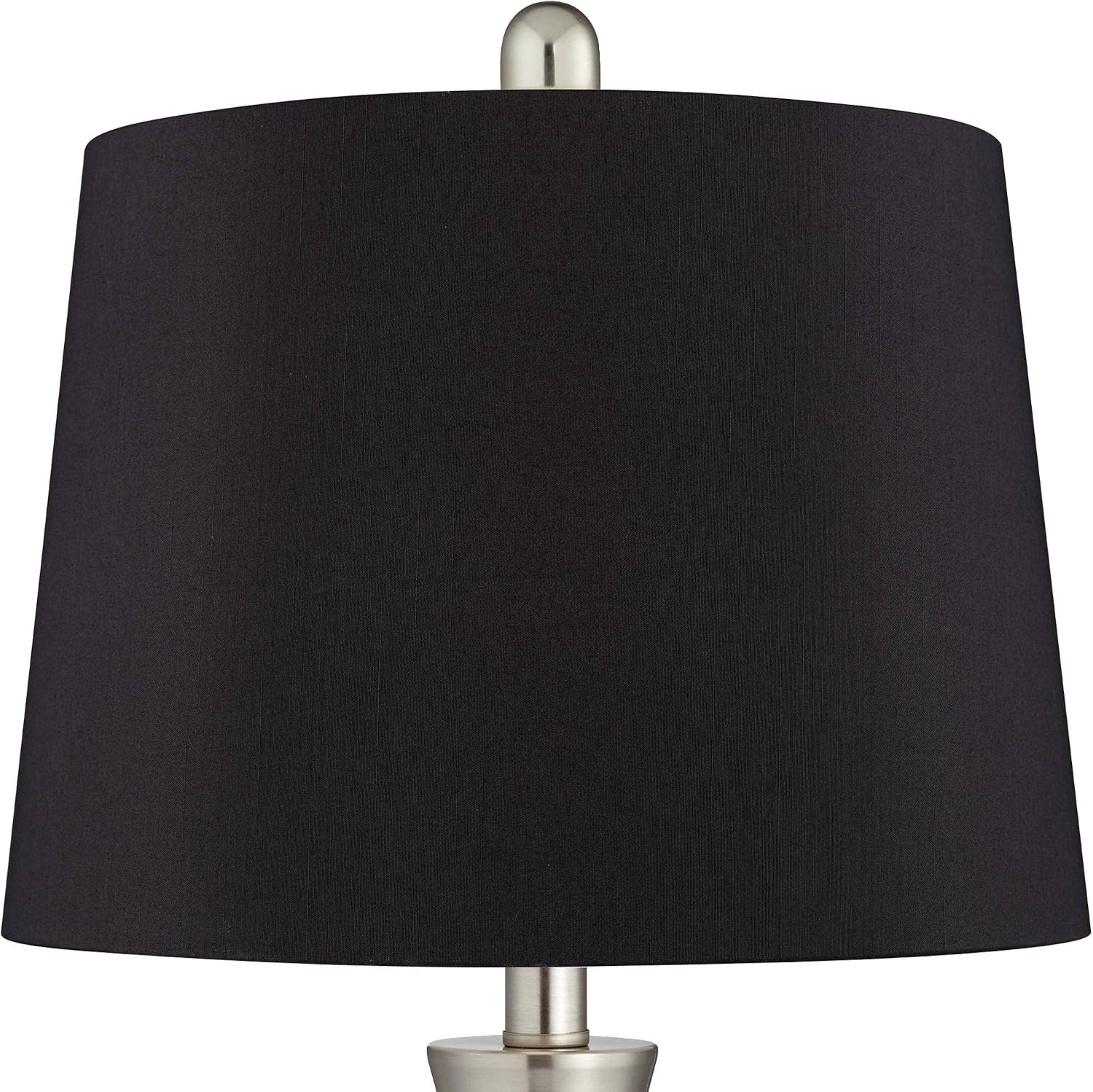 360 Lighting Gerson Modern Table Lamps 24' Tall Set of 2 Brushed Nickel Silver Curving Metal LED Black Faux Silk Drum Shade for Bedroom Living Room House Bedside Nightstand Office Family