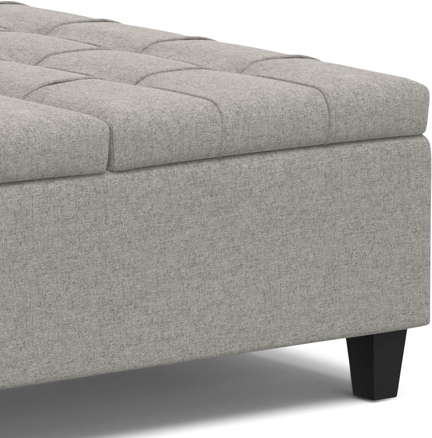 SIMPLIHOME Harrison Large Coffee Table Storage Ottoman - 40 inch Wide Upholstered Linen Look Fabric Square Lift-Top Ottoman in Cloud Grey, Transitional Bench for Living Room with Sturdy Base