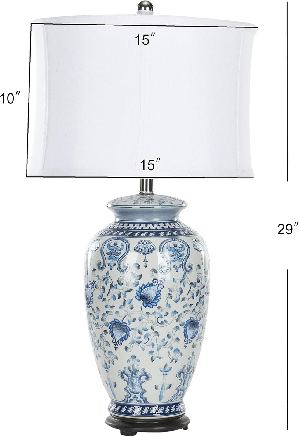 SAFAVIEH Lighting Collection Paige Blue/ White Ginger Jar Chinoiserie 29-inch Bedroom Living Room Home Office Desk Nightstand Table Lamp (LED Bulb Included)