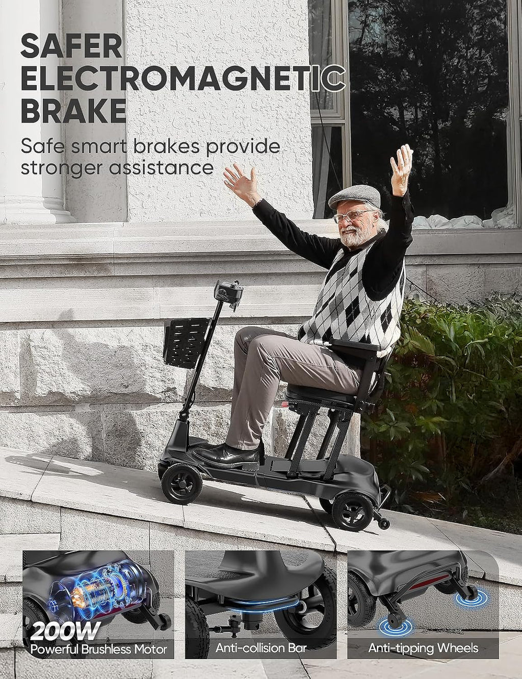Mobility Scooters for Adults & Seniors - Ultra Lightweight 27.5 lbs Carbon Fiber Folding Electric Scooter - Airlines Approved All-Terrain Portable Scooter with Basket and Charger Included-Carbon Black