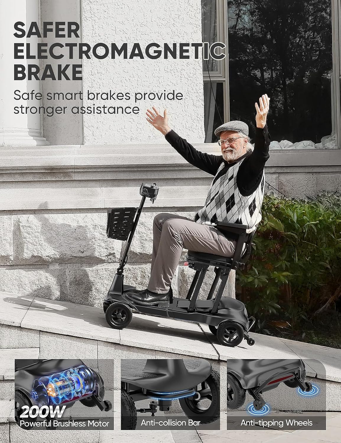 Mobility Scooters for Adults & Seniors - Ultra Lightweight 27.5 lbs Carbon Fiber Folding Electric Scooter - Airlines Approved All-Terrain Portable Scooter with Basket and Charger Included-Carbon Black