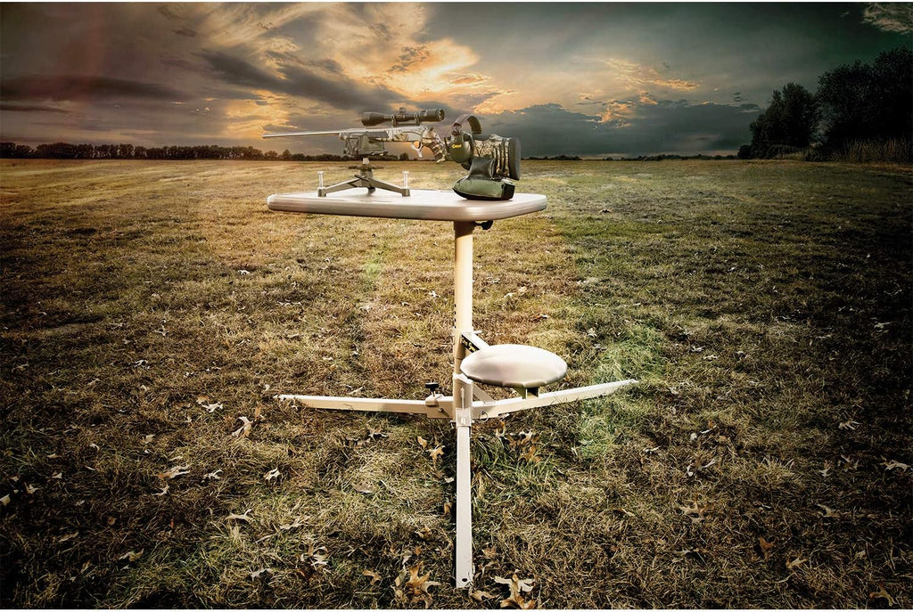Caldwell Stable Table with Ambidextrous Design, 360 Degree Rotation and Weatherproof Synthetic Top and Seat for Outdoor, Range, Shooting and Cleaning