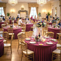 leegleri 6 Pack Burgundy 60inch Spandex Round Tablecloths, Stretchy 120inch Fitted 5FT Round Table Cloths, Wrinkle Free Table Cover with Skirt for Wedding Party Dining Banquet