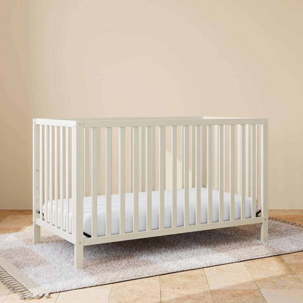 Storkcraft Morningside 5-in-1 Convertible Crib – GREENGUARD Gold Certified, Fits Standard Crib Mattress, Converts to Toddler Bed, Daybed and Full Bed, 4 Adjustable Mattress Heights (Frosted Oat)