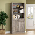 BORNOON 70.1' Tall Bookshelf with Drawers & Cabinet, 5-Tier Floor Standing Bookcase with Storage Doors, Adjustable Shelves & Metal Handles, 31.5' Wide Organizer for Home Office, Living Room