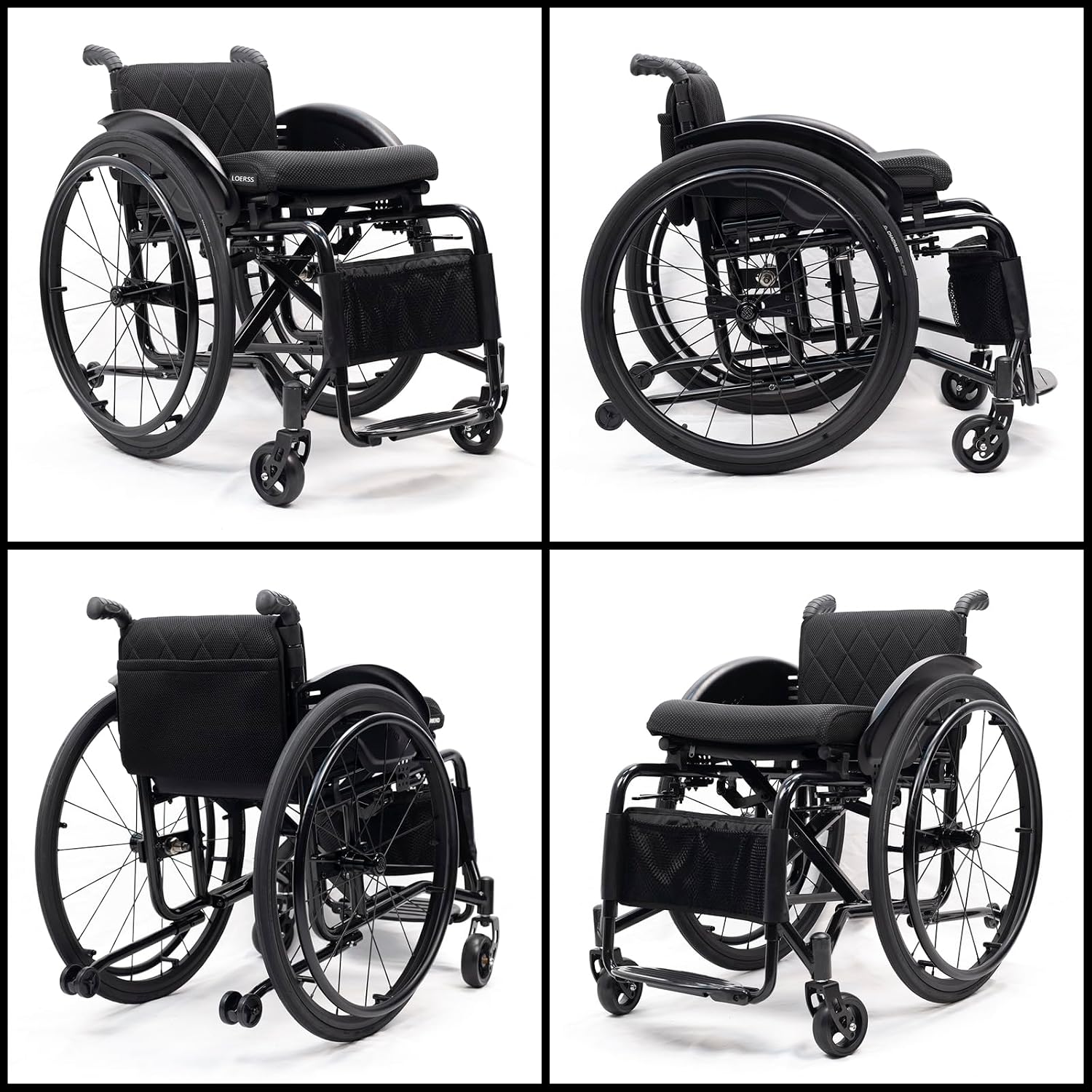 Lightweight All Terrain Sports Wheelchair,Aluminium Wheelchair,Portable Transport Wheelchair,Mute Wheelchair,Handbrakes Quick Release Rear Wheels & Anti-Tip Wheels,for Teenagers,Adults,Seniors(Black,3