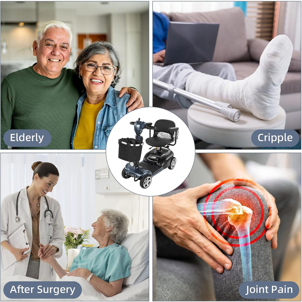 20 Miles 4 Wheels Mobility Scooter for Seniors/Adults Up to 300LBS,350W Electric Wheelchair Detachable Lithium Battery,Dual Baskets,Rotating Seat,with Taillight, USB Charging, Gray 18AH