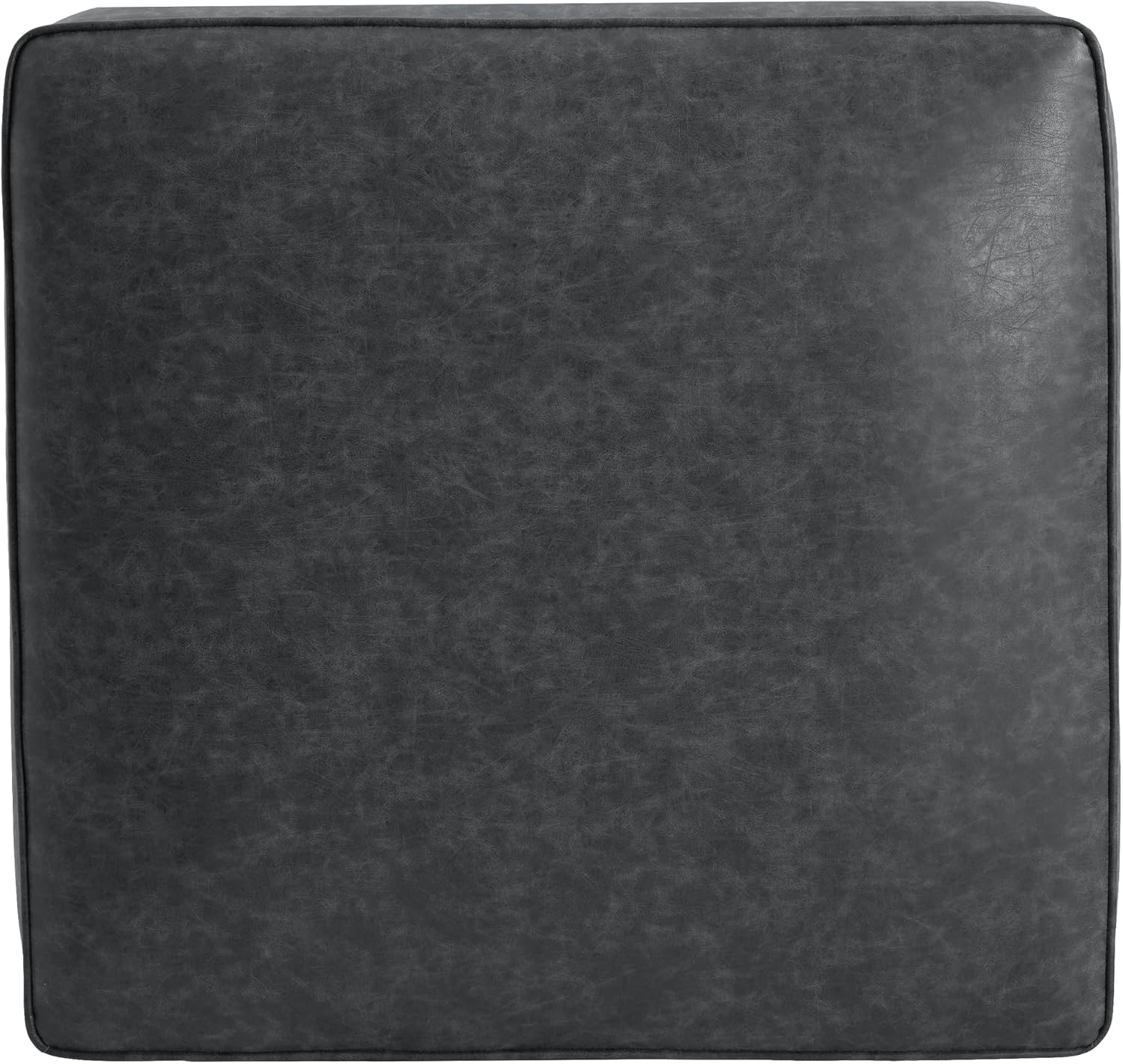 Christopher Knight Home Ellis Faux Leather Ottoman Footstool, Square Pouf Poufee Footrest Ottoman Large Seat, Modern Side Table for Living Room Bedroom Home Decor Gifts, Black