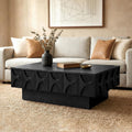 Solid Wood Veneer Coffee Table with Storage & Sliding Top, 38.6' Modern Mid Century Rectangle Center Table for Living Room, Home Office, Black