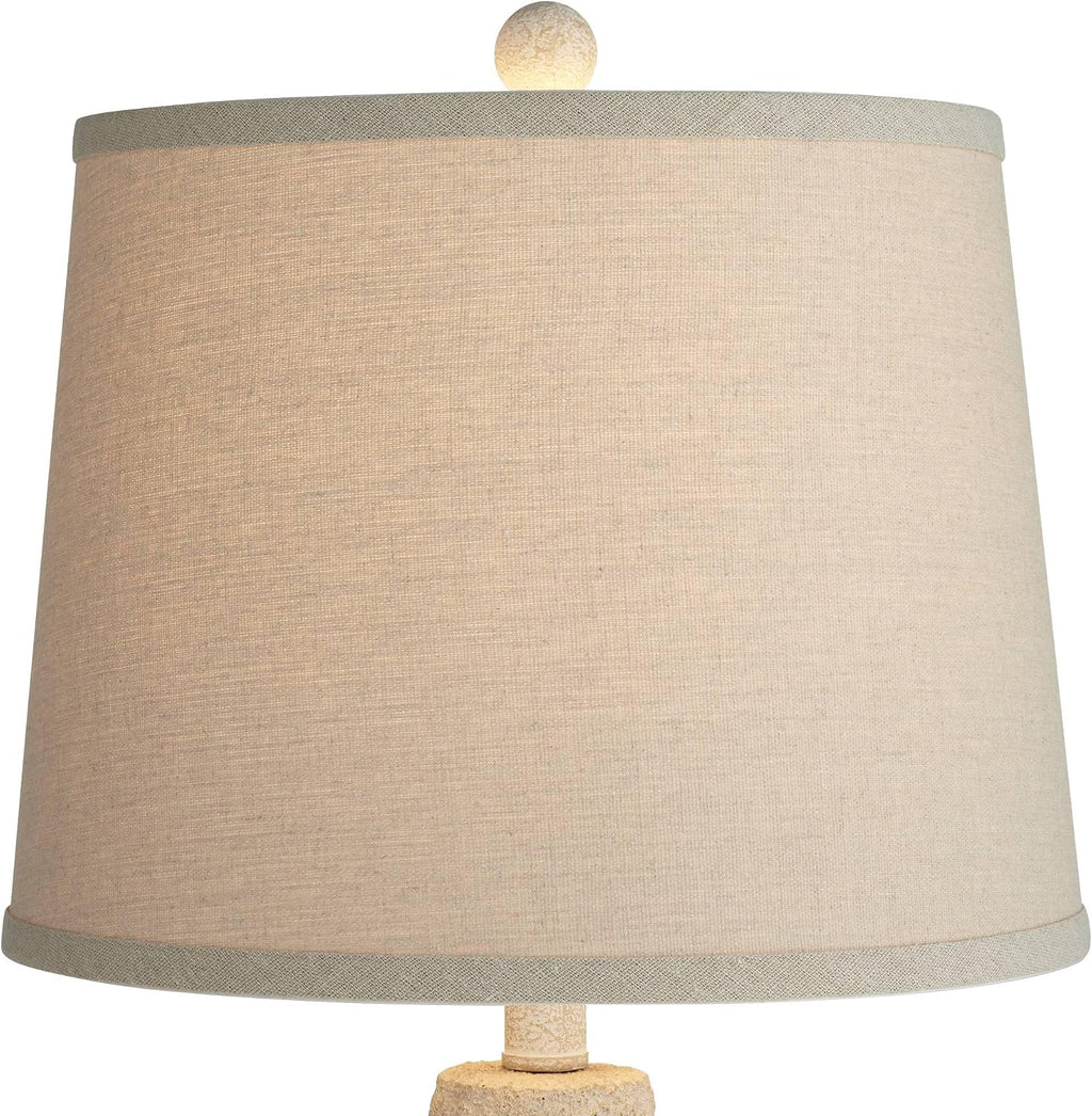 360 Lighting Romeo 23 1/2' High Jar Small Farmhouse Rustic Natural Cottage Coastal Accent Table Lamps Set of 2 Beige Distressed Earth Tone Finish Shade Living Room Bedroom Bedside Nightstand