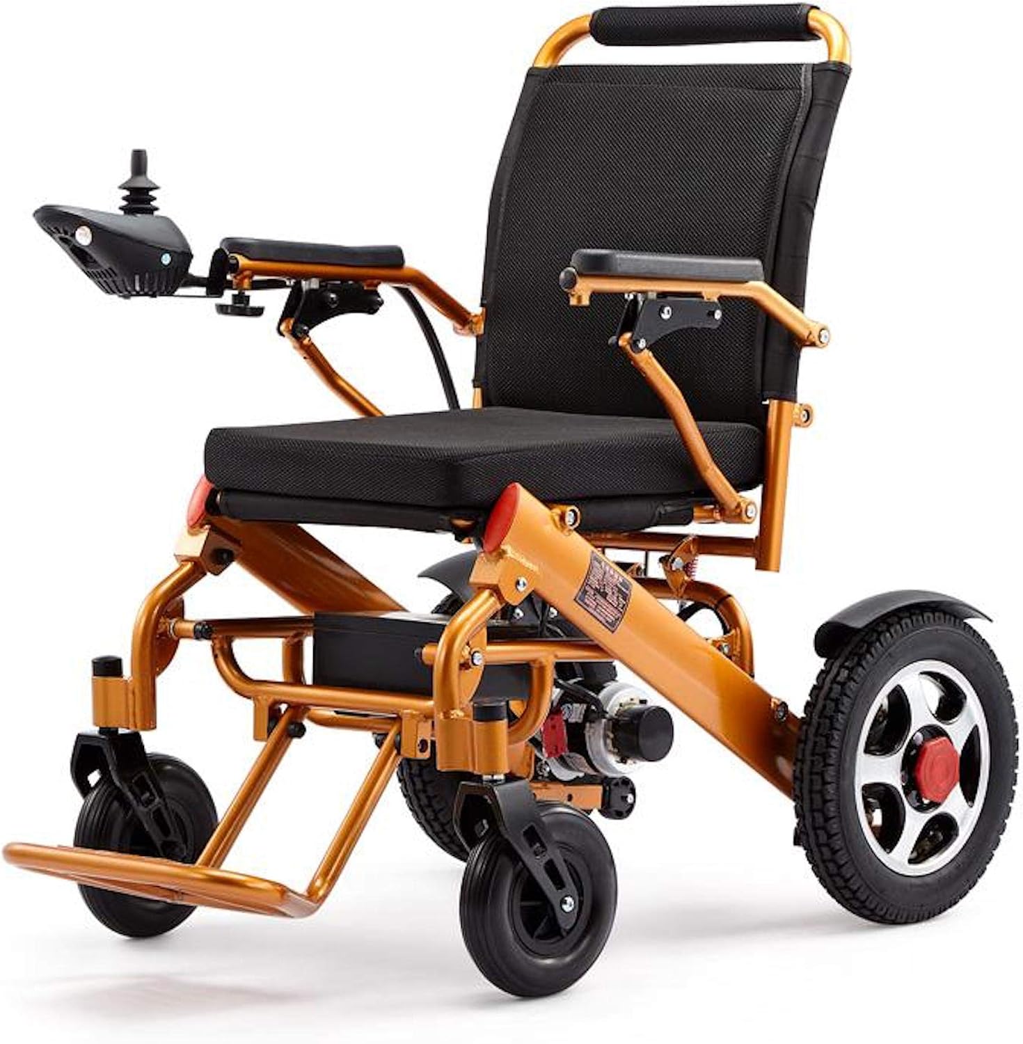 Fold and Travel Lightweight Electric Wheelchair, Mobility Scooter Wheel Chair, Aviation Travel Safe Power Wheelchair Foldable Silla de Ruedas Electrica para Adultos (Gold, 17' Seat Width)