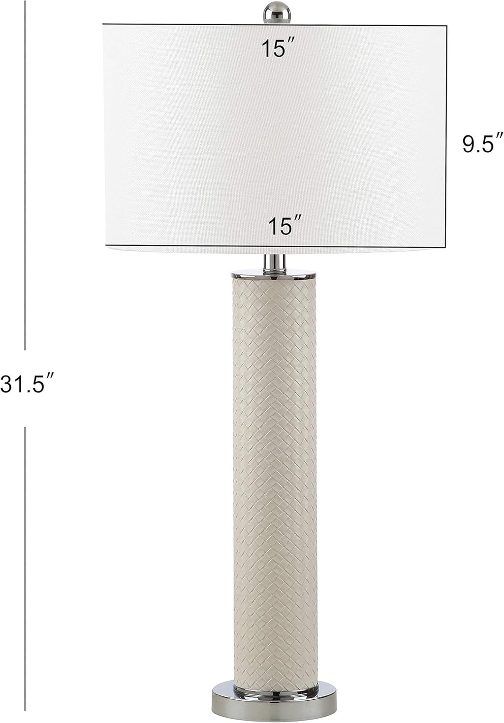 SAFAVIEH Lighting Collection – Set of 2 Ollie Modern Contemporary Cream Faux Woven Leather 32-Inch Table Lamps, LED Bulbs Included, Bedroom Living Room Home Office (LIT4404L-SET2)