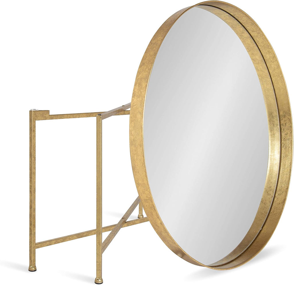 Kate and Laurel Celia Metal Foldable Round Accent Coffee Table, 28.25' x 28.25' x 19', Mirrored Surface and Gold Frame, Modern Minimalist Design and Detachable Magnetic Tabletop