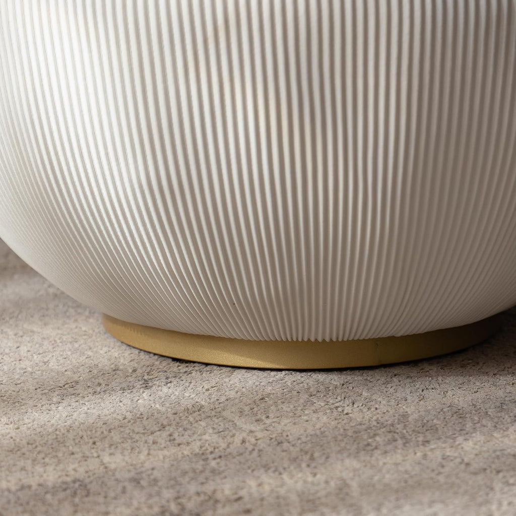 White Round Coffee Table with Sintered Stone Tabletop, 27.56' Drum Coffee Table with Fluted PU Leather Covered and Metal Base, Circle Cocktail Tea Table for Living Room