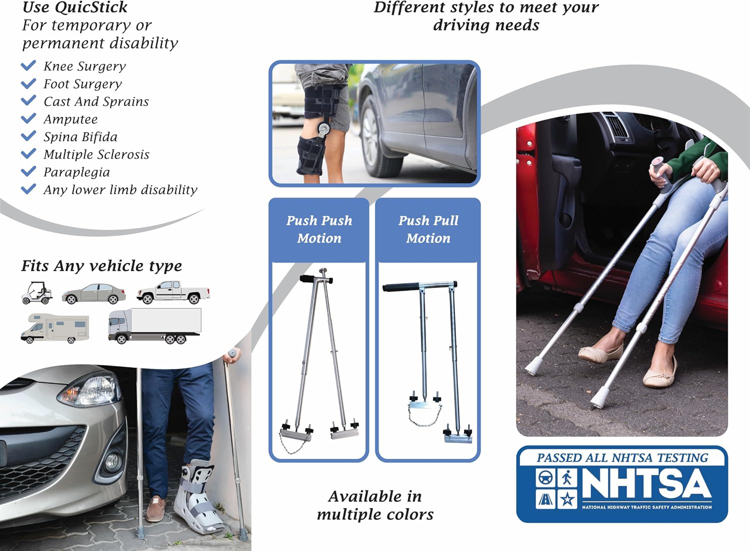 QuicStick Car Hand Controls for Disabled Drivers, Handicap Driver Hand Controls, Driving Handicap Aid Equipment For Permanent Or Temporary Disability