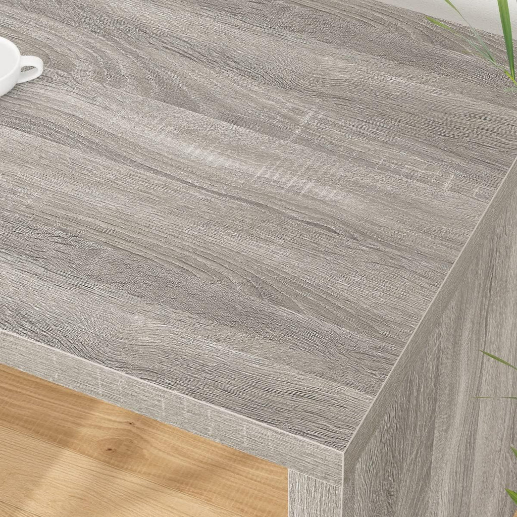 HSH L Shape Desk with Drawers, L-Shaped Desk with Storage Cabinet Shelves, Home Office Corner Computer Desk for Executive Writing, Modern Wood Study PC Table in Bedroom Living Room, Grey Oak, 55 Inch