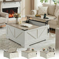 BREEZEHEAT Farmhouse Lift Top Coffee Table with Storage, Large 40' Wood Square Coffee Table with Charging Station&USB Port, Living Room Table w/Hidden Space, for Living Room,Home Office, White