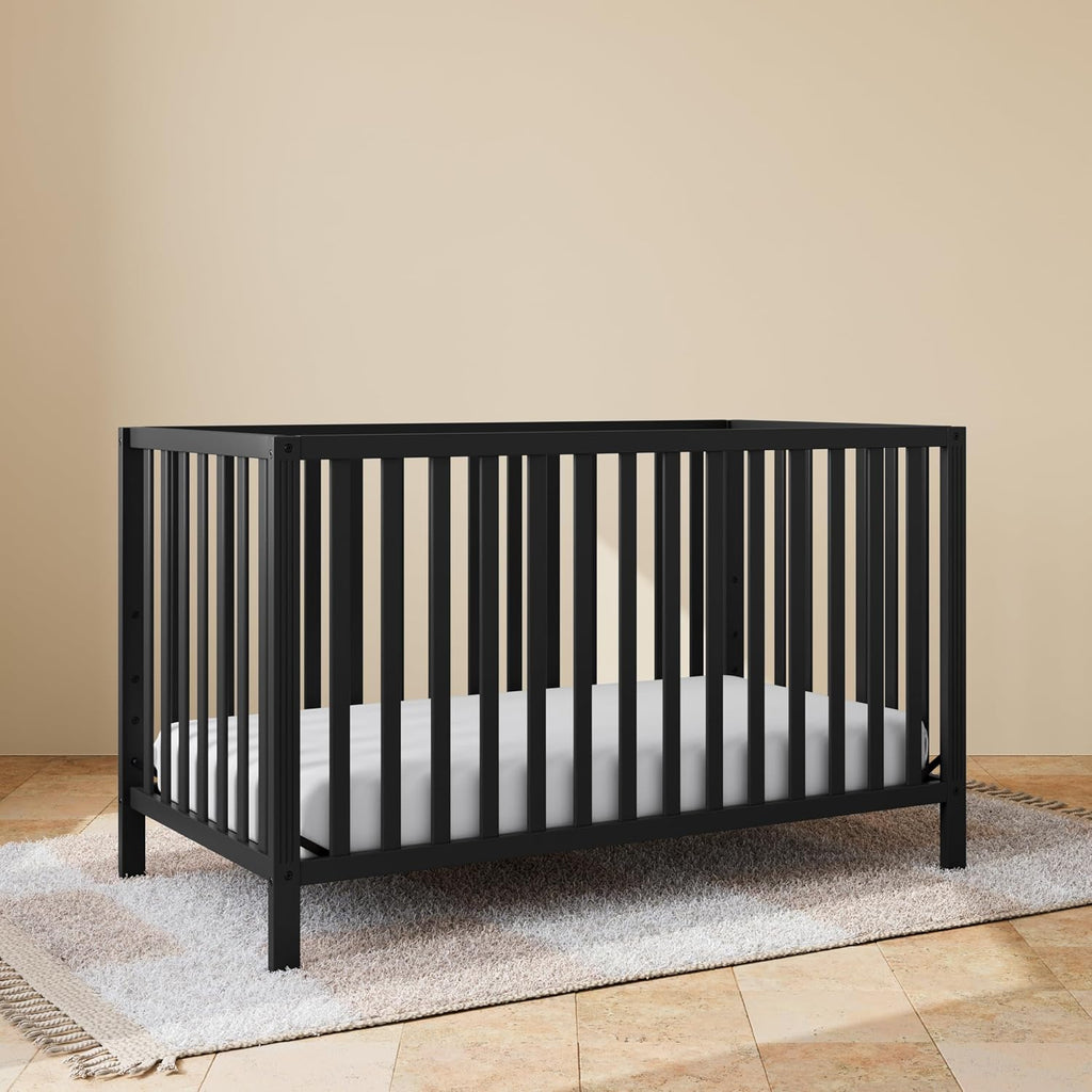 Storkcraft Morningside 5-in-1 Convertible Crib (Black) – GREENGUARD Gold Certified, Fits Standard Crib Mattress, Converts to Toddler Bed, Daybed and Full Bed, 4 Adjustable Mattress Heights