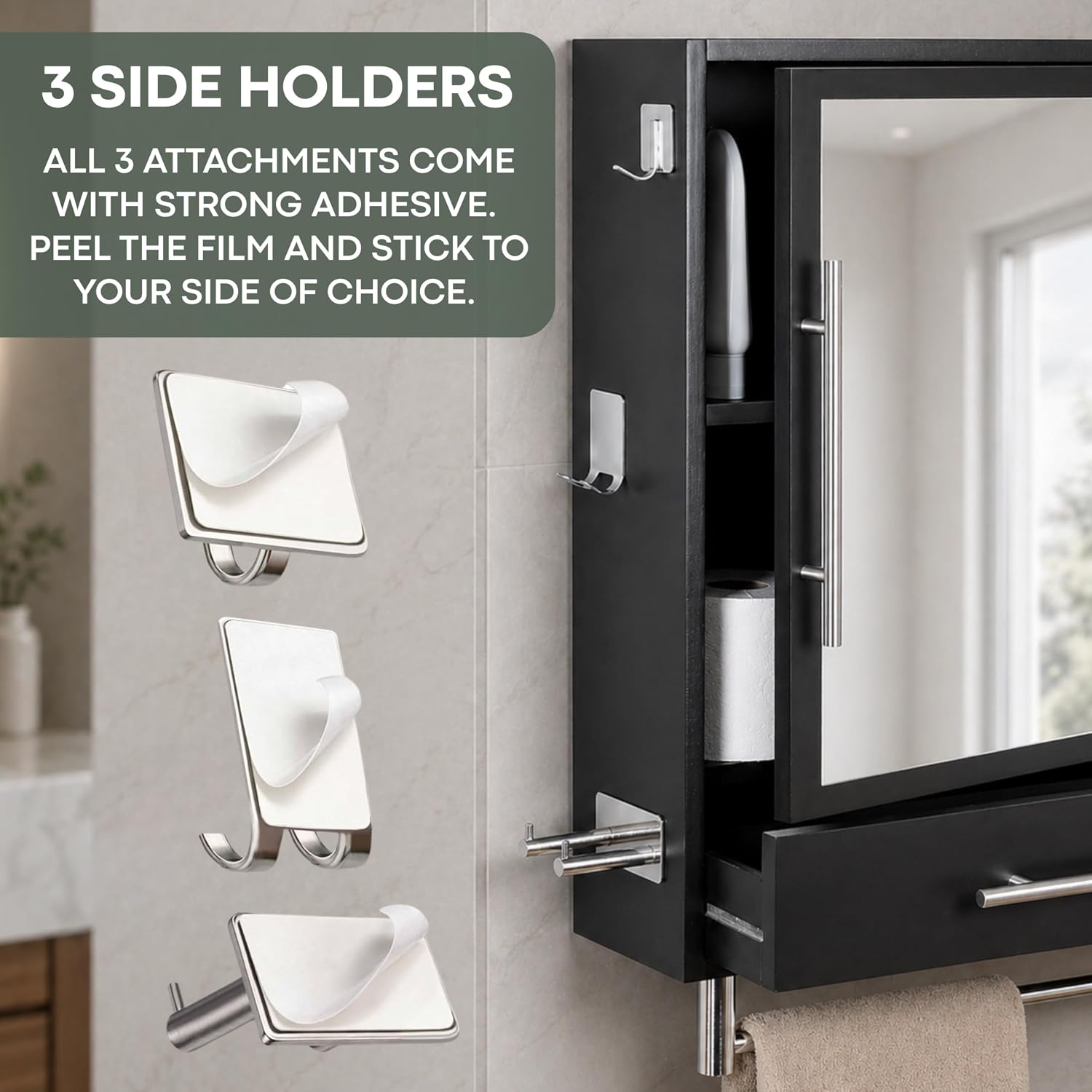 PRE-ASSEMBLED Bathroom Wall Cabinet with Mirror, READY-To-INSTALL Medicine Cabinet, Over the Toilet Storage Cabinet with Storage Shelves, Towel Bar & Hooks for Bathroom, Laundry, Living & Room Kitchen