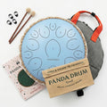 Panda Drum Pro (Blue) | Steel Tongue Handpan with Music Book, Mallets, Carrying Bag & Finger Picks | 15 inch, 432 Hz | Rain Drum for Inside & Outside | Calming Musical Instrument for Adults & Kids