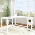 Plank+Beam Corner Desk with Shelves, L-Shaped Desk for Bedroom, Home Office Study Desk, 55.25 Inch, White