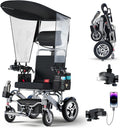 Foldable Lightweight Electric Wheelchairs for Adults, Portable Power Motorized Wheelchair with Detachable Canopy, 40 Miles Range, 600W Brushless Motors, Reclining Backrest, Led Light, 400 lbs Capacity
