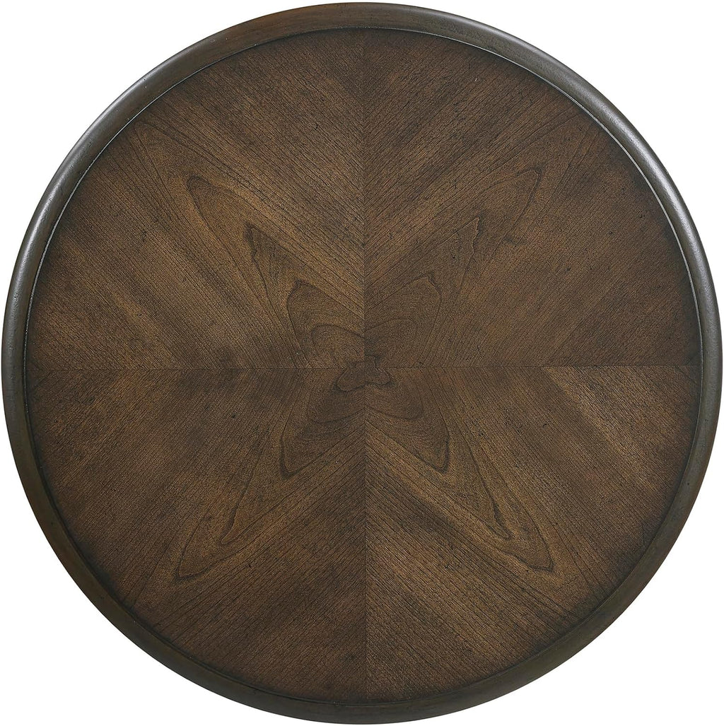Lexicon 22 Dia. Round End Table, Wood Side Table with Sturdy Pedestal Leg, Cherry Veneer Accent Nightstand with for Small Spaces, Living Room, Bedroom, Entryway, Easy Assembly, Brown