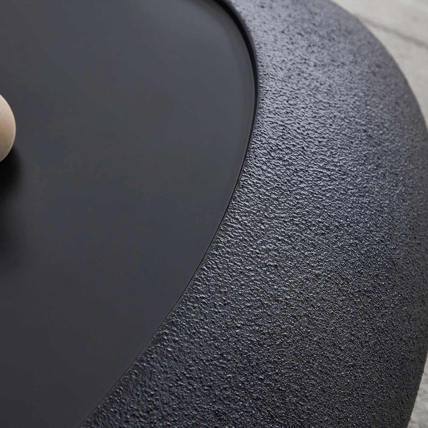 47.24' Fiberglass Oval Coffee Table for Living Room,Elliptical Irregular Center Faux Matte Rocks Table Front of The Sofa,No Need Assembly,Black