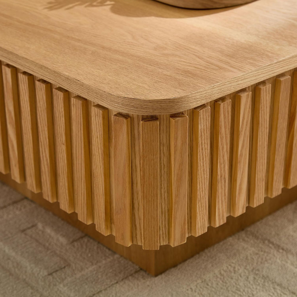 Lift Top Coffee Table Modern Handcraft Drum Coffee Table Table with Hidden Storage Space, Square Center Table for Living Room Apartment, Oak
