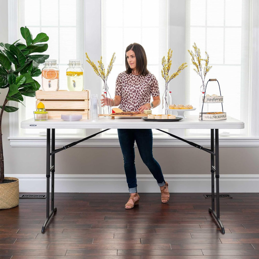 LIFETIME 6-Foot Adjustable Height Nesting Table, Commercial, Almond
