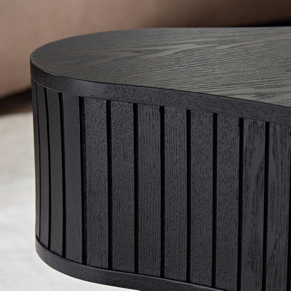 JUSTONE Wood Coffee Table - 42.52' Mid Century Modern Wooden Coffee Tables for Living Room, Accent Center Table Side Table with Solid Wood Leg Center Table for Apartment (Black)